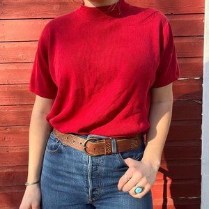 VIntage red mockneck sweater tee